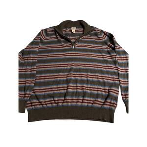 LL Bean Quarter Zip Pullover Sweater Men's L Gray Cotton Cashmere Outdoor Active